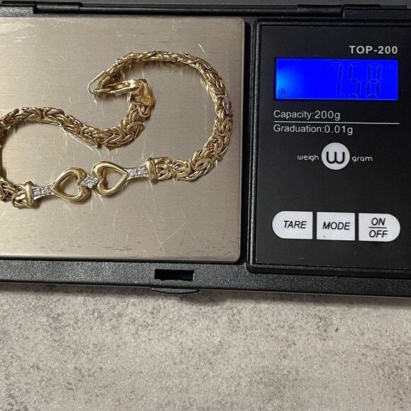 14K Yellow Gold and Diamonds AK Atasay Kuyumculuk 8" Byzantine Bracelet 7.58 gms - Picture 12 of 12